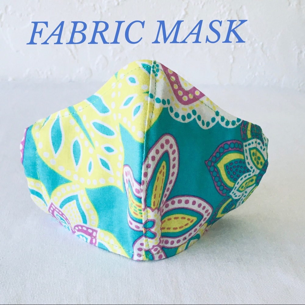 FACE MASK 💯 % COTTON YELLOW AQUA PINK BACKGROUND - Picture 5 of 13